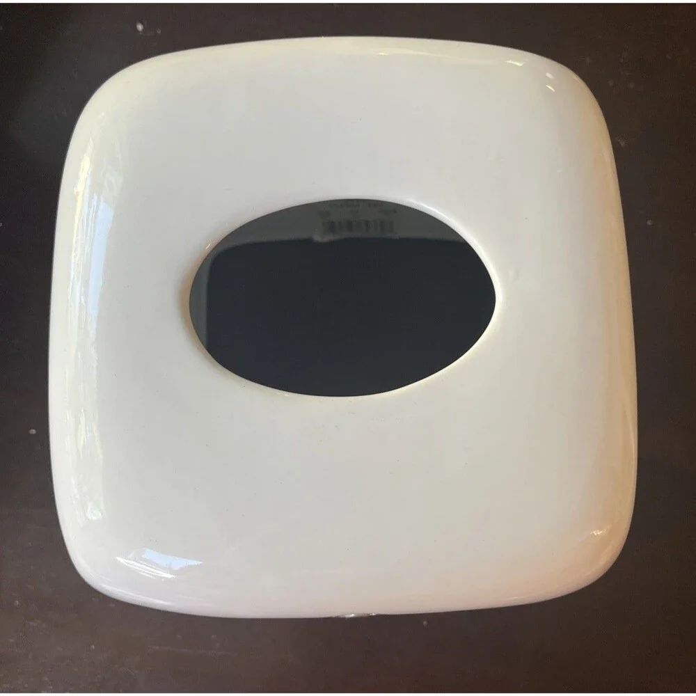 Ceramic Square Tissue Box Cover Holder White with Silver Embellishments Elegant